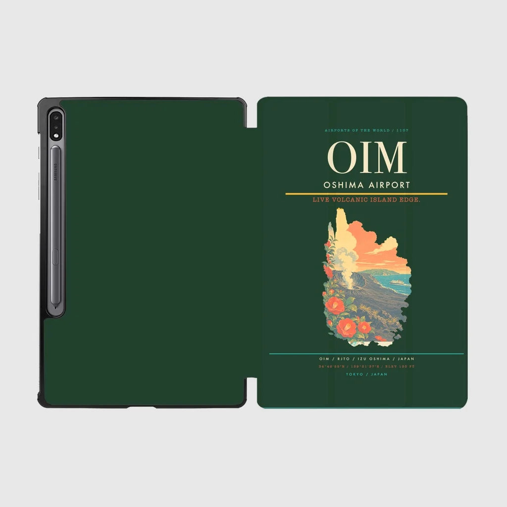 Oshima Airport (OIM) design on dark green samsung tablet tablet case