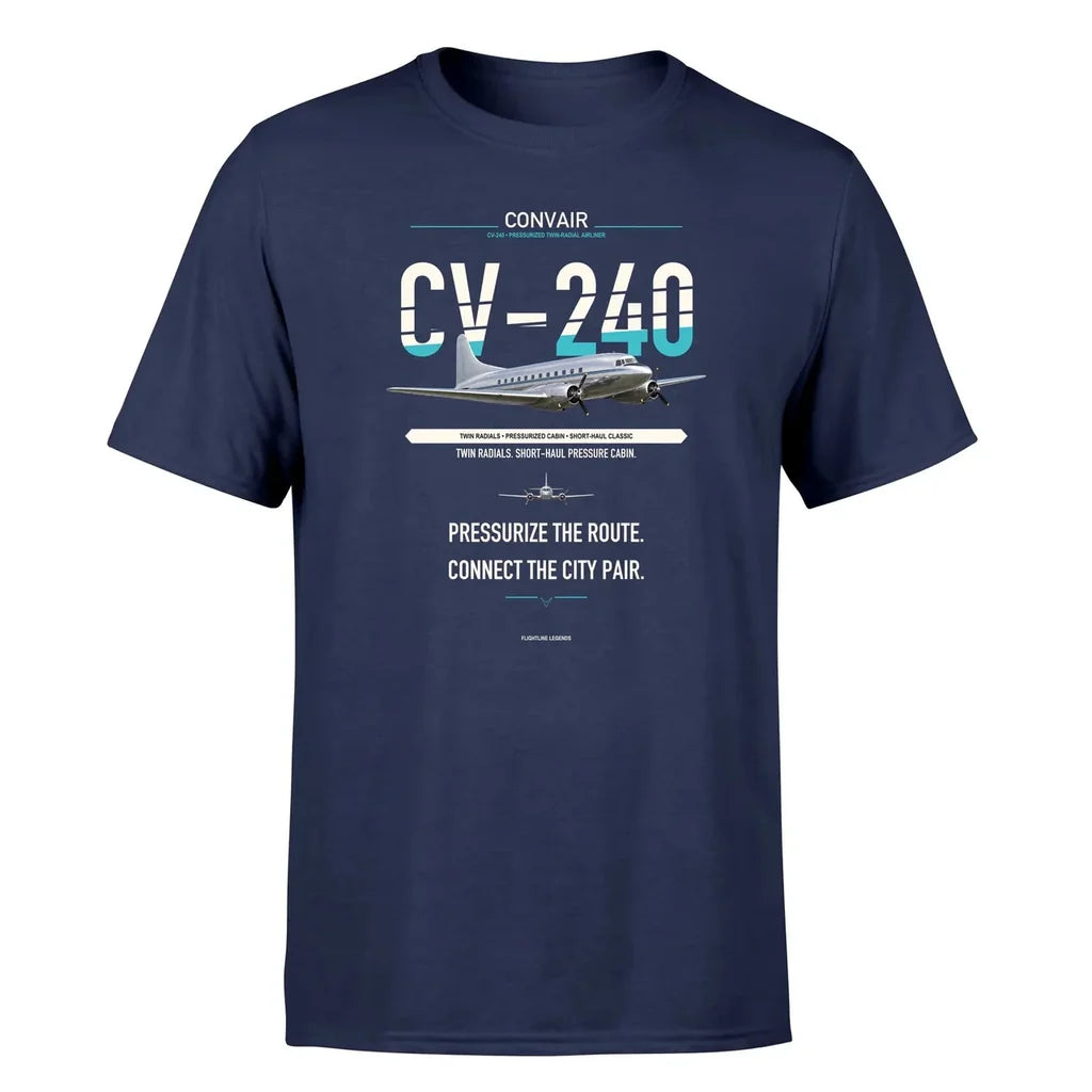 Convair CV-240 design on navy blue single side