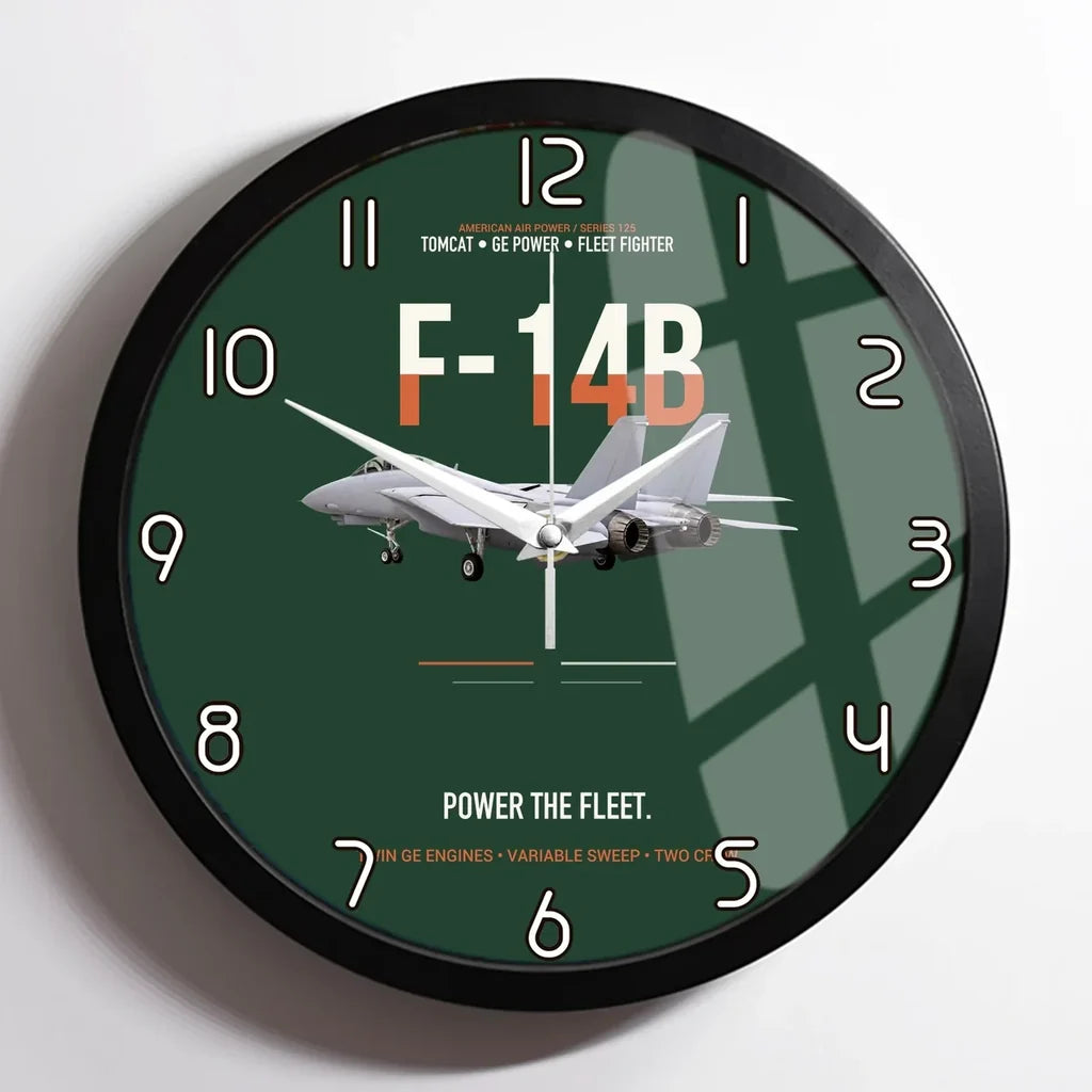 F-14B Tomcat Power The Fleet design on dark green framed wall clock