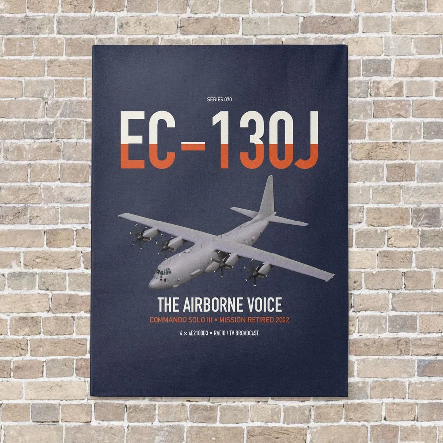 EC-130J Commando Solo III vertical canvas print - no frame - navy blue background