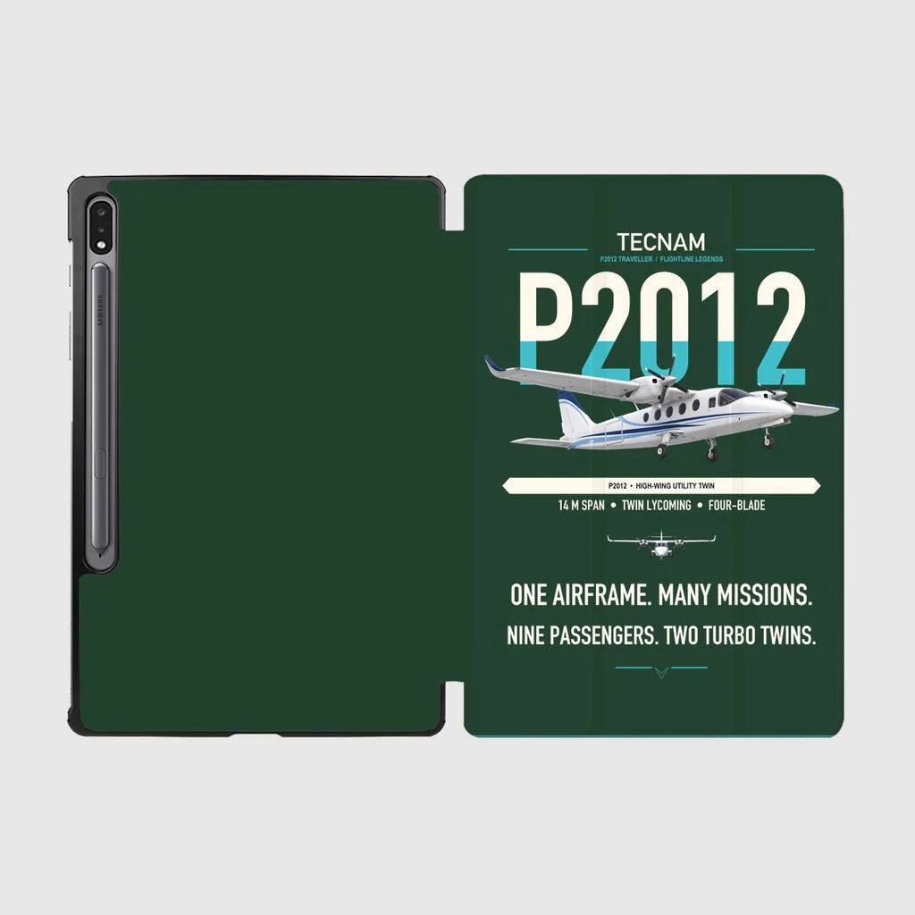 Tecnam P2012 Traveller design on dark green samsung tablet tablet case