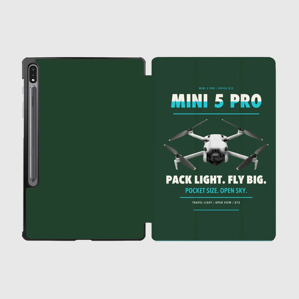 DJI Mini 5 Pro design on dark green samsung tablet tablet case