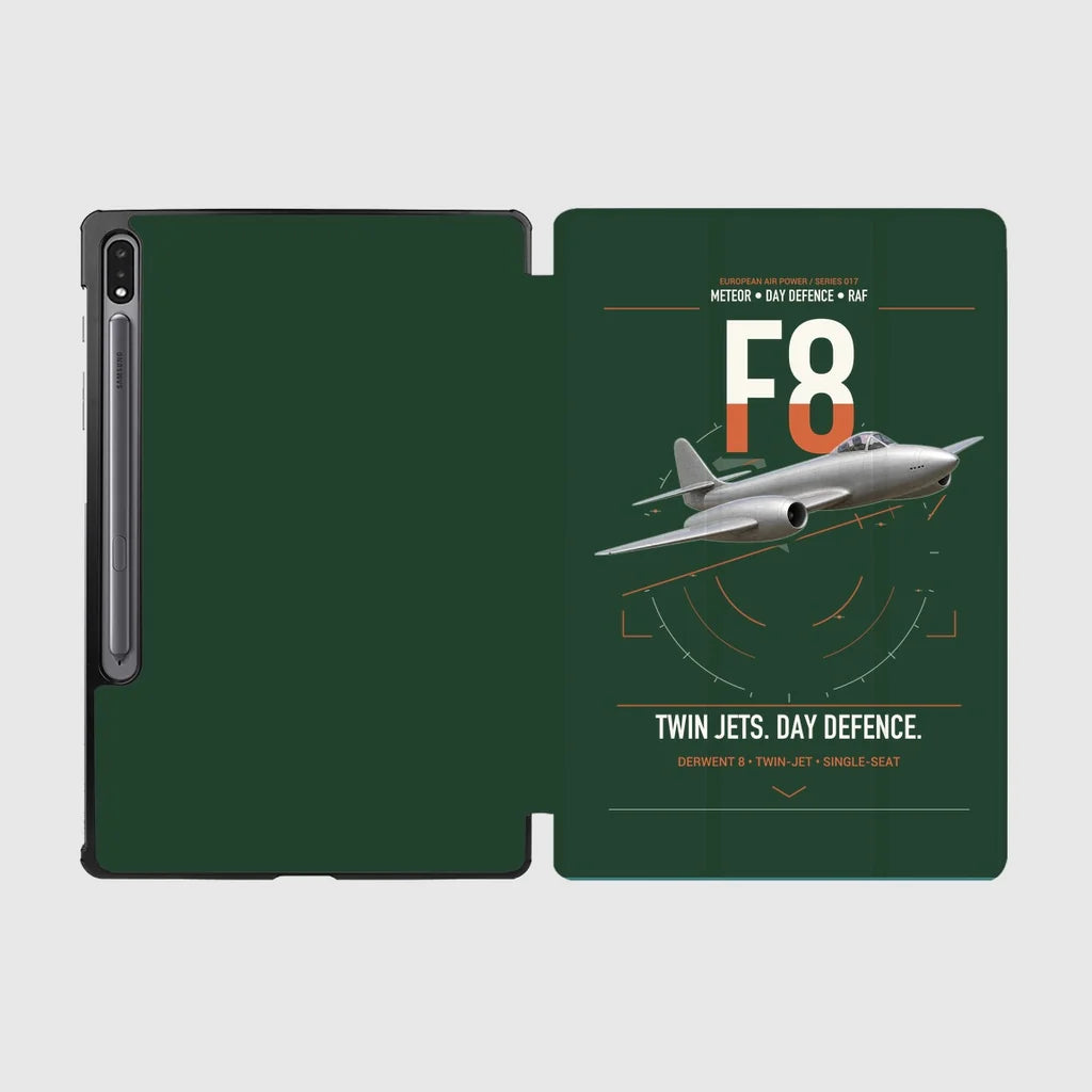 Gloster Meteor F8 design on dark green samsung tablet tablet case