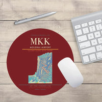 Thumbnail for Molokai Airport (MKK) design on dark red round mouse pad