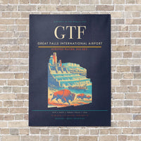 Thumbnail for Great Falls International Airport GTF vertical canvas print - no frame - navy blue background