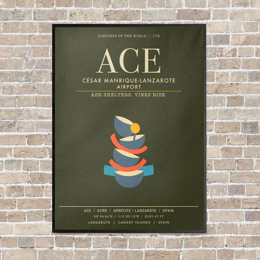 Cesar Manrique-Lanzarote Airport ACE - Canvas Framed - Green Army