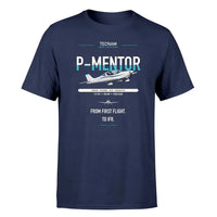 Thumbnail for Tecnam P-Mentor design on navy blue t-shirt, single-side print