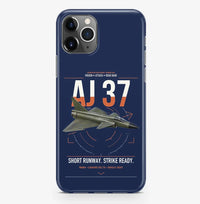 Thumbnail for Saab AJ 37 Viggen design on navy blue magsafe iphone case, for iPhone Pro Max
