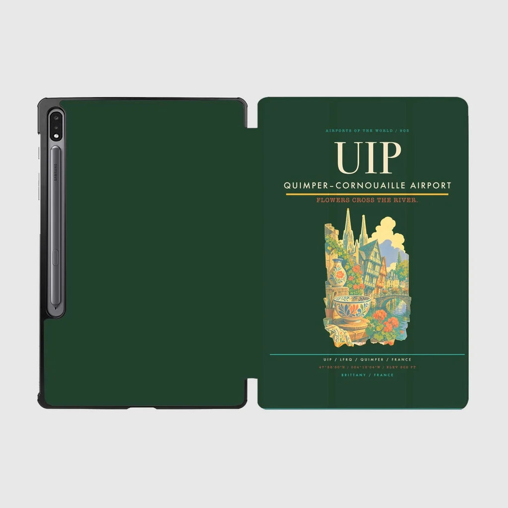 Quimper–Cornouaille Airport (UIP) design on dark green samsung tablet tablet case