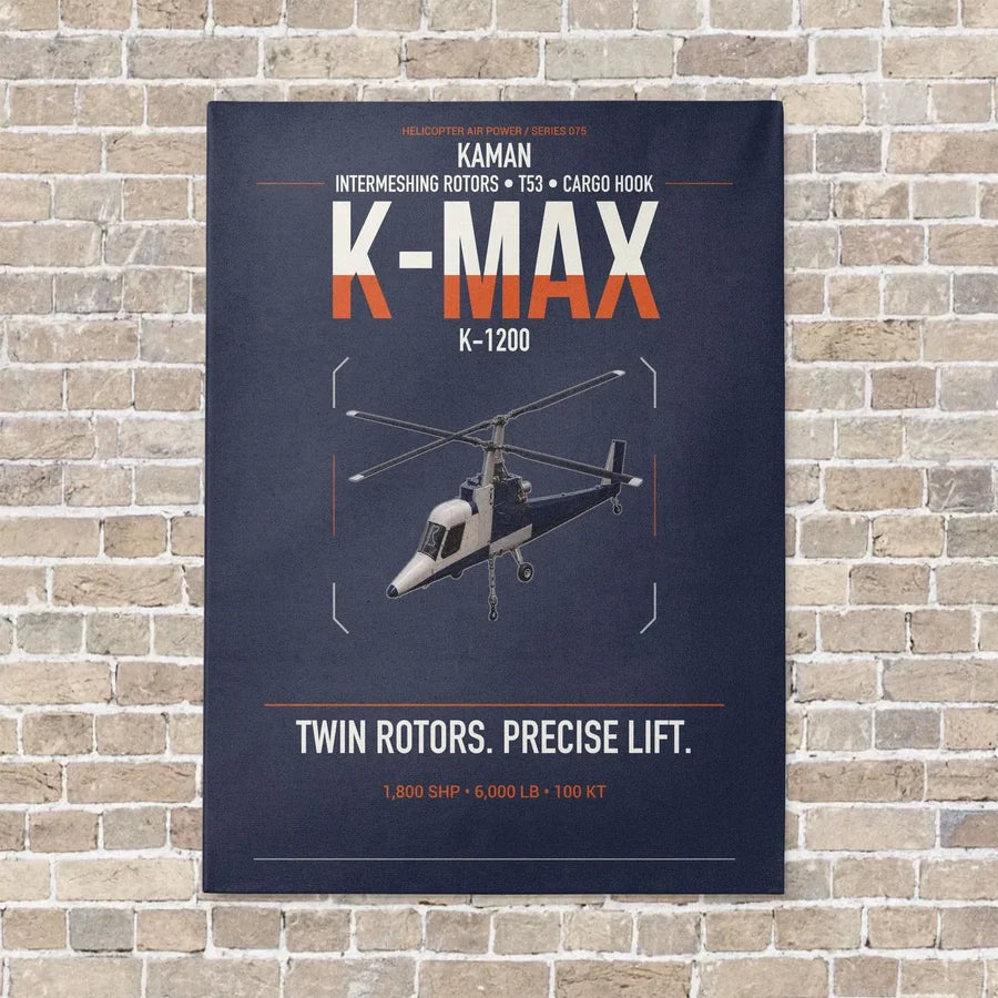 Kaman K-1200 K-MAX vertical canvas print - no frame - navy blue background