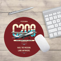 Thumbnail for Cessna 208 Caravan design on dark red round mouse pad