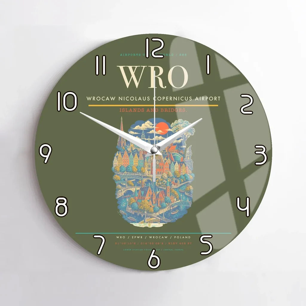 Wrocaw Nicolaus Copernicus Airport WRO Wall-Clock No-Frame - Green Army