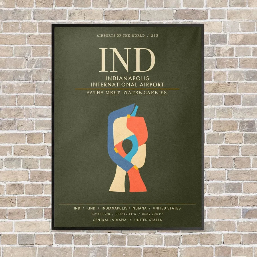 Indianapolis International Airport IND - Canvas Framed - Green Army