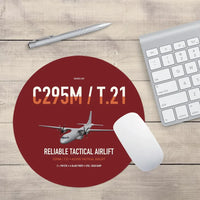 Thumbnail for Airbus C295M T.21 design on dark red round mouse pad