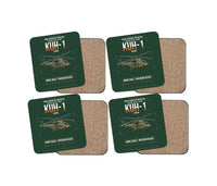 Thumbnail for Korea Aerospace Industries KUH-1 Surion design on dark green 4 pieces set coaster