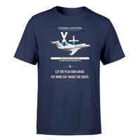 Thumbnail for Cessna Citation X+ design on navy blue double-side t-shirt, single-side print
