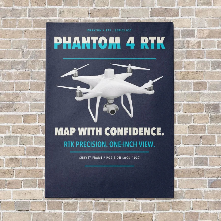 DJI Phantom 4 RTK vertical canvas print - no frame - navy blue background