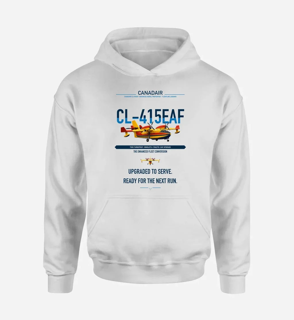 Canadair CL-415EAF design on white double-side hoodie, single-side print