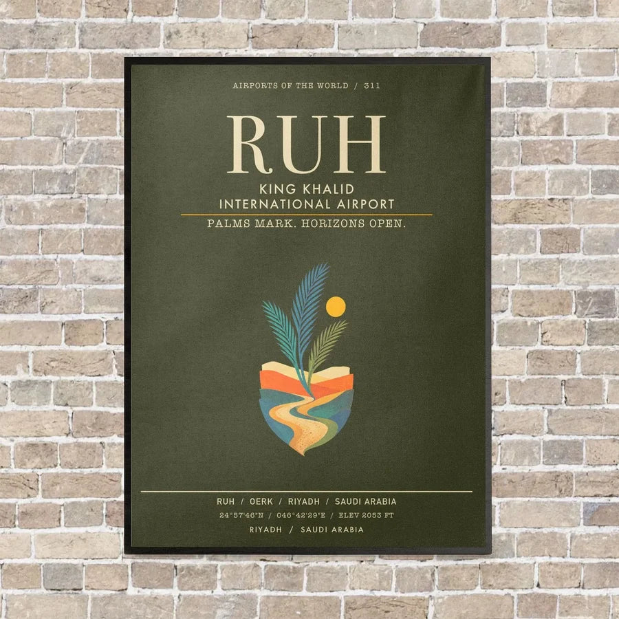 King Khalid International Airport RUH - Canvas Framed - Green Army