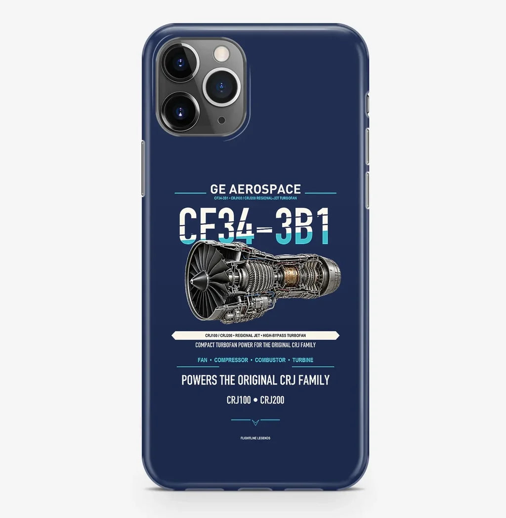 CF34-3B1 Case ProMax design on navy blue iphone case promax