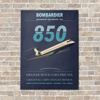 Thumbnail for Bombardier Challenger 850 vertical canvas print - no frame - navy blue background
