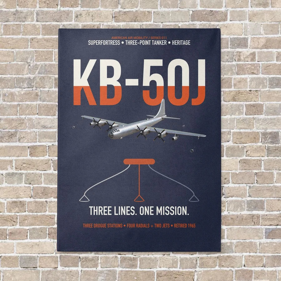 KB-50J Superfortress vertical canvas print - no frame - navy blue background