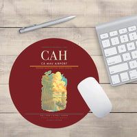 Thumbnail for Cà Mau Airport (CAH) design on dark red round mouse pad