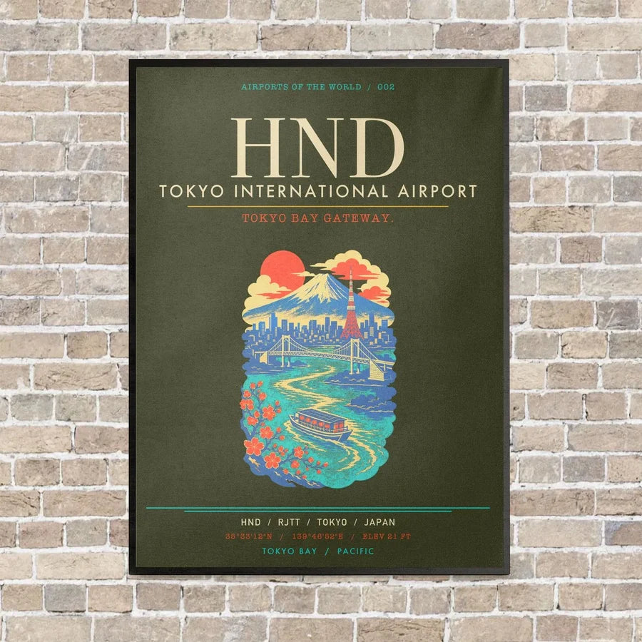 Tokyo Haneda Airport HND - Canvas Framed - Green Army