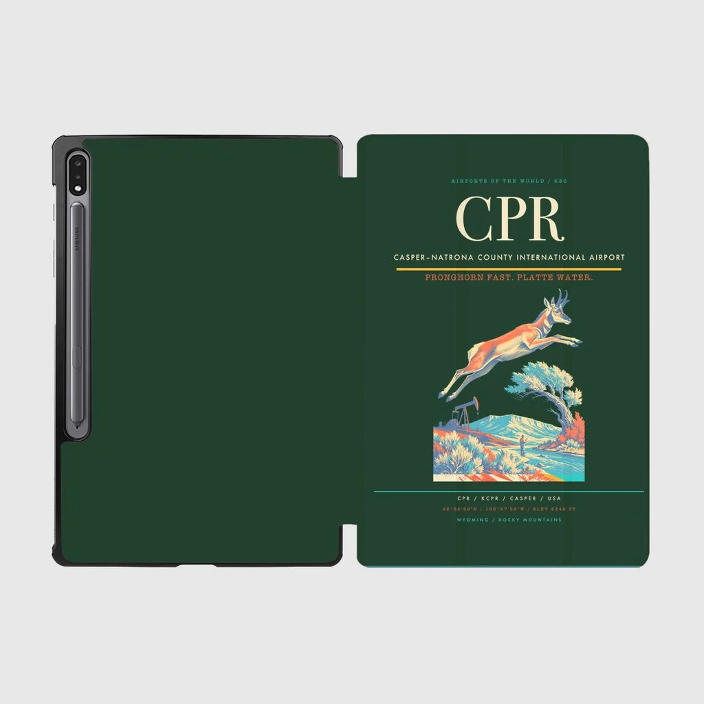 Casper–Natrona County International Airport (CPR) design on dark green samsung tablet tablet case