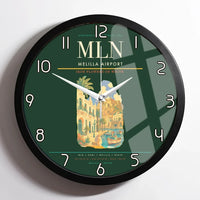 Thumbnail for Melilla Airport (MLN) design on dark green framed wall clock