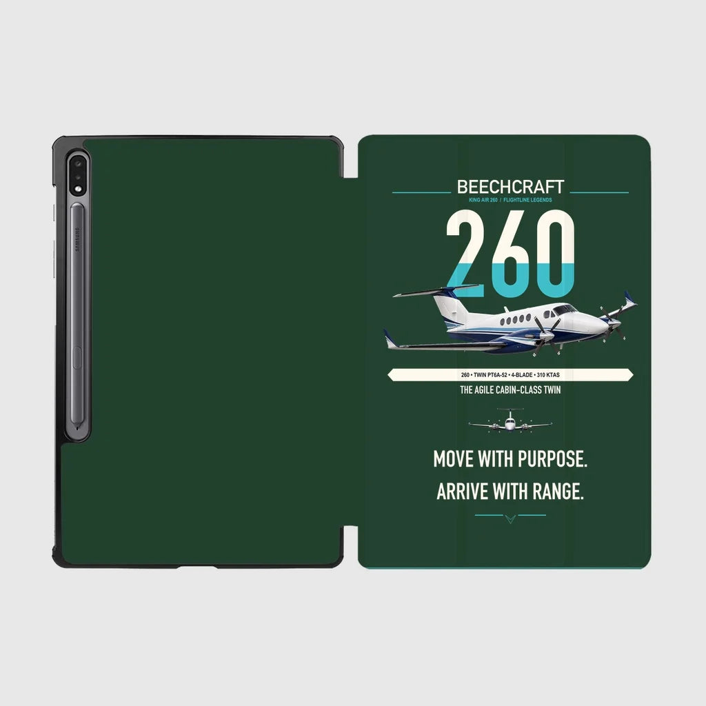 Beechcraft King Air 260 design on dark green samsung tablet tablet case
