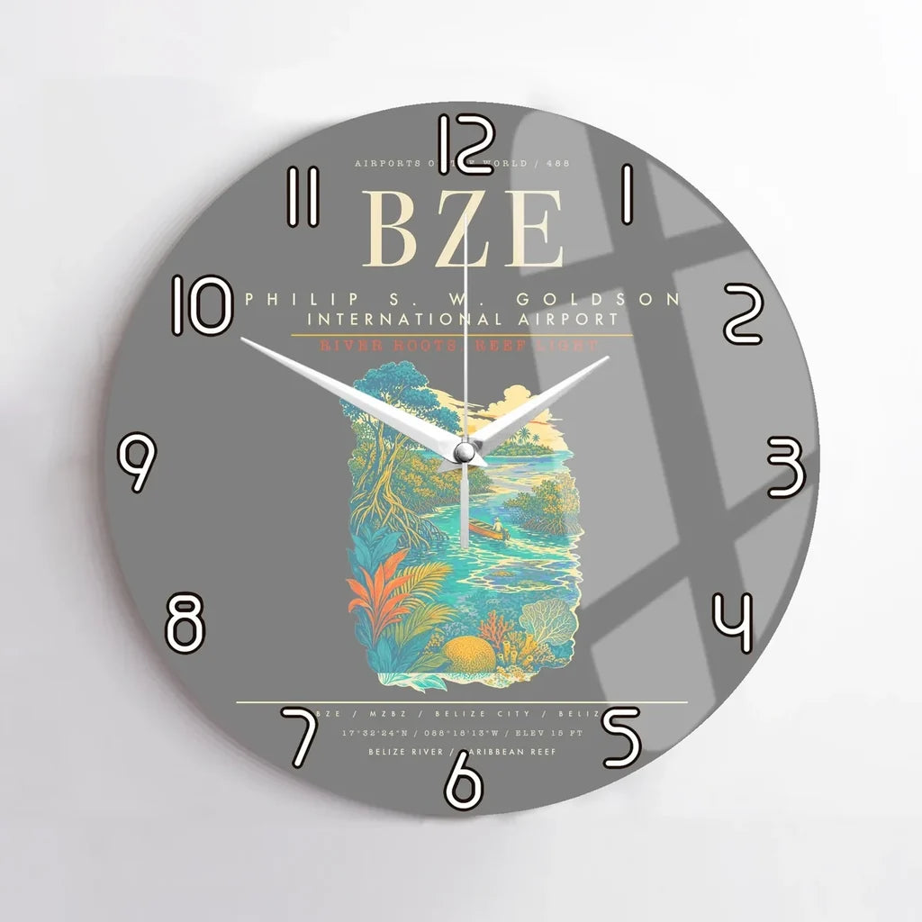 Philip S. W. Goldson International Airport BZE Wall-Clock No-Frame - Gray