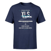 Thumbnail for Cessna Citation XLS design on navy blue double-side t-shirt, single-side print