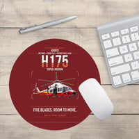 Thumbnail for Airbus H175 design on dark red round mouse pad