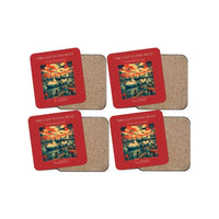 Thumbnail for The Last Flying Boat - Designed Coasters design on red 4-pieces-set