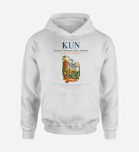 Thumbnail for Kaunas International Airport (KUN) design on white hoodie single-side print