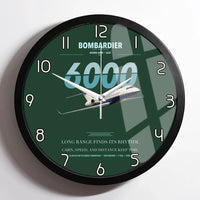 Thumbnail for Bombardier Global 6000 design on dark green framed wall clock