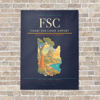 Thumbnail for Figari Sud-Corse Airport FSC vertical canvas print - no frame - navy blue background