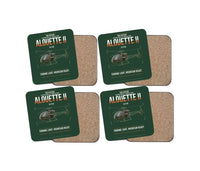 Thumbnail for Sud Aviation SE 3130 Alouette II design on dark green 4 pieces set coaster