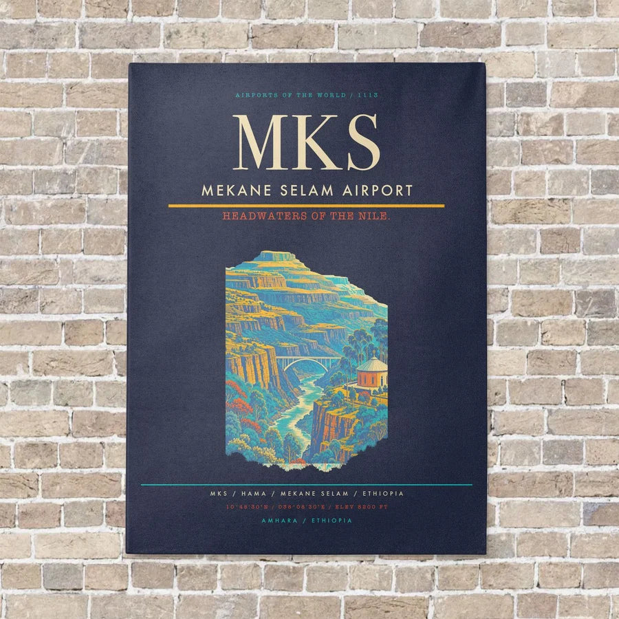Mekane Selam Airport MKS - Canvas No Frame - Navy Blue