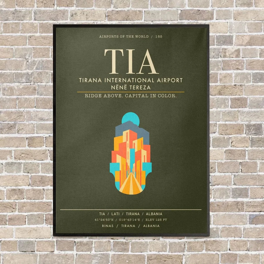 Tirana International Airport Nene Tereza TIA - Canvas Framed - Green Army