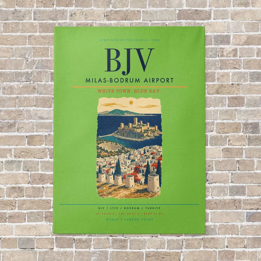 Milas-Bodrum Airport BJV - Canvas No Frame - Light Green