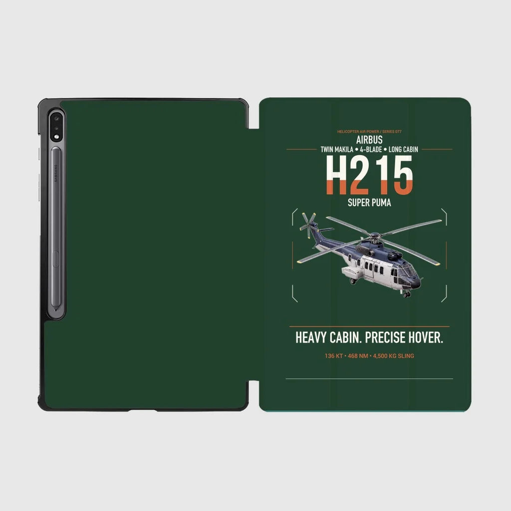 Airbus H215 design on dark green samsung tablet tablet case