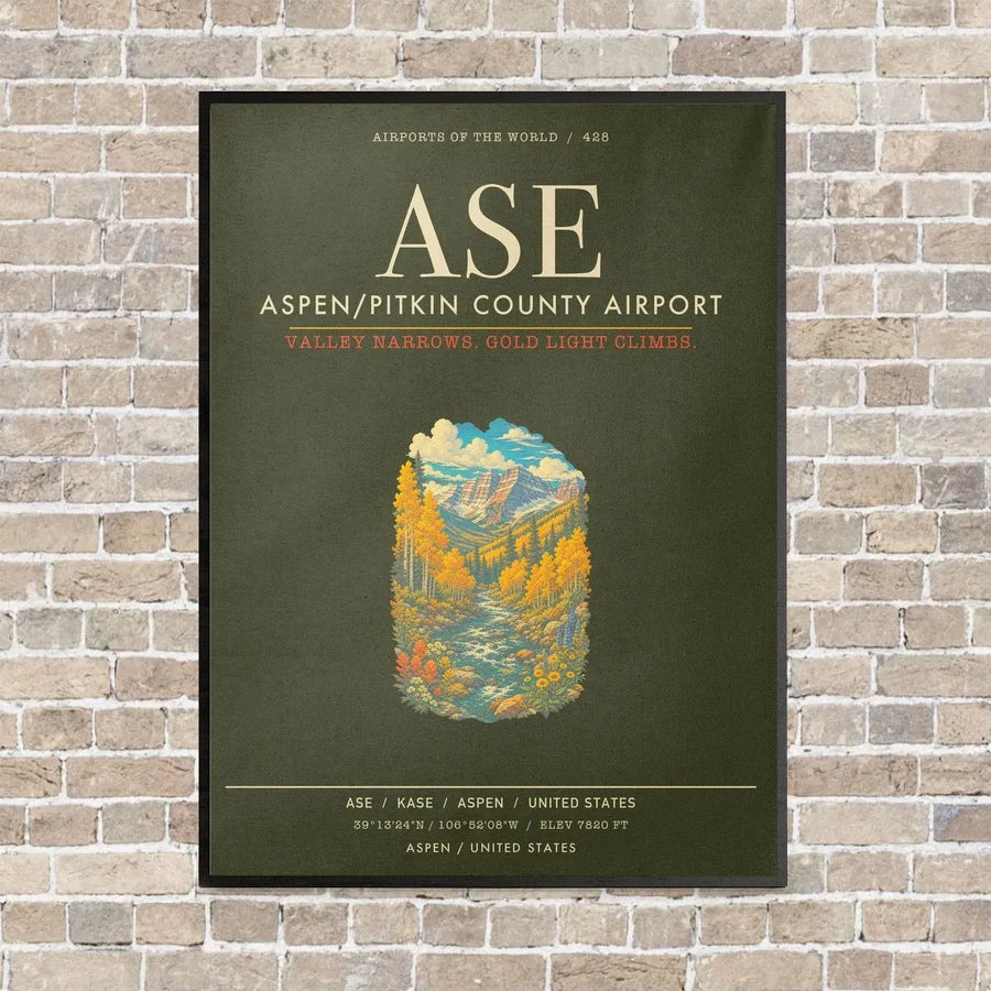 Aspen - Pitkin County Airport ASE - Canvas Framed - Green Army