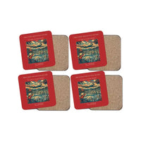 Thumbnail for The Paddy Reflection Roads - Designed Coasters design on red 4-pieces-set