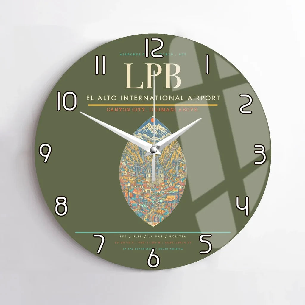 El Alto International Airport LPB Wall-Clock No-Frame - Green Army