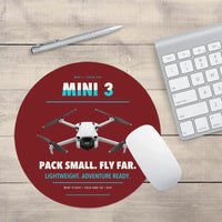 Thumbnail for DJI Mini 3 design on dark red round mouse pad