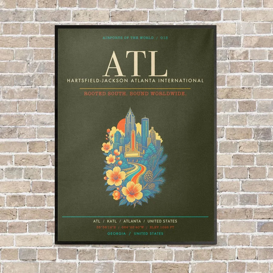 Hartsfield-Jackson Atlanta International Airport ATL - Canvas Framed - Green Army