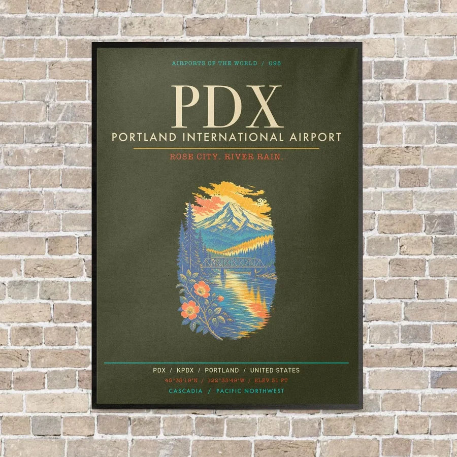 Portland International Airport PDX - Canvas Framed - Green Army