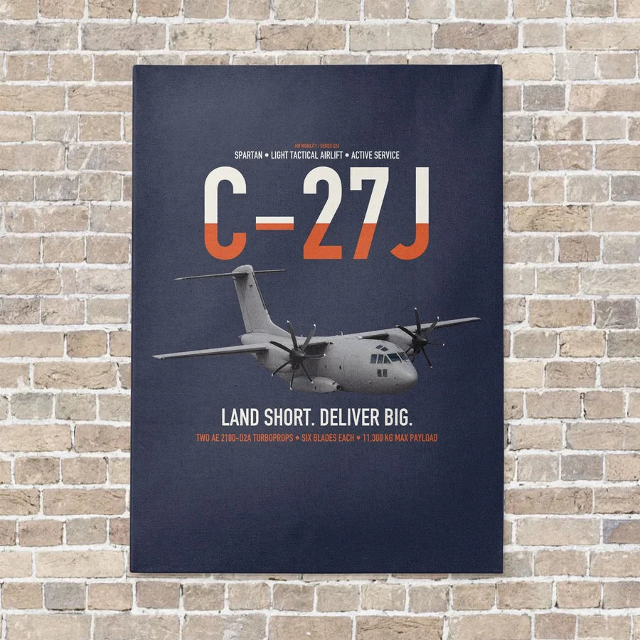 C-27J Spartan vertical canvas print - no frame - navy blue background